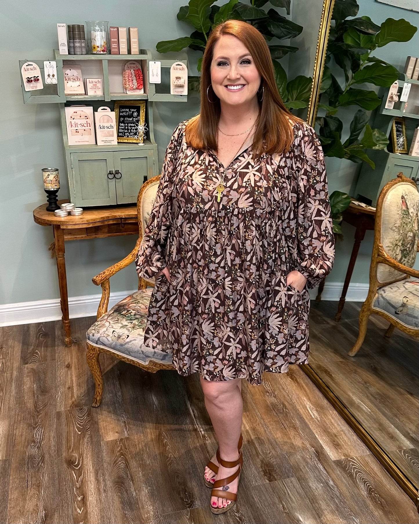 Chocolate Tiered Floral Dress