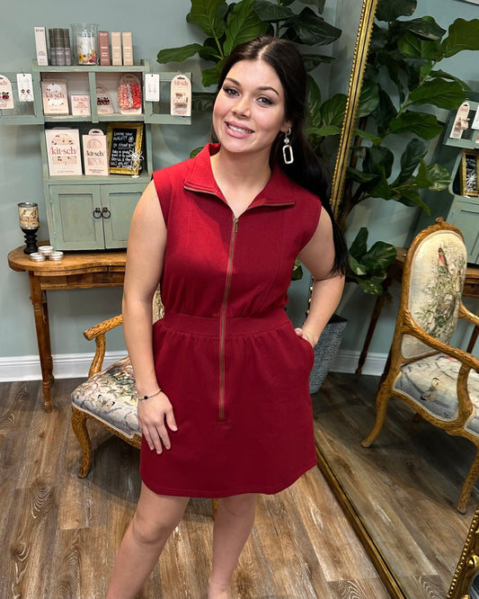 Sleeveless Zipper Collar Dress