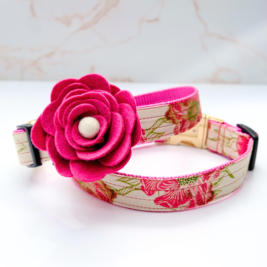 Magnolia Flower Dog Collar Accessory - Pink