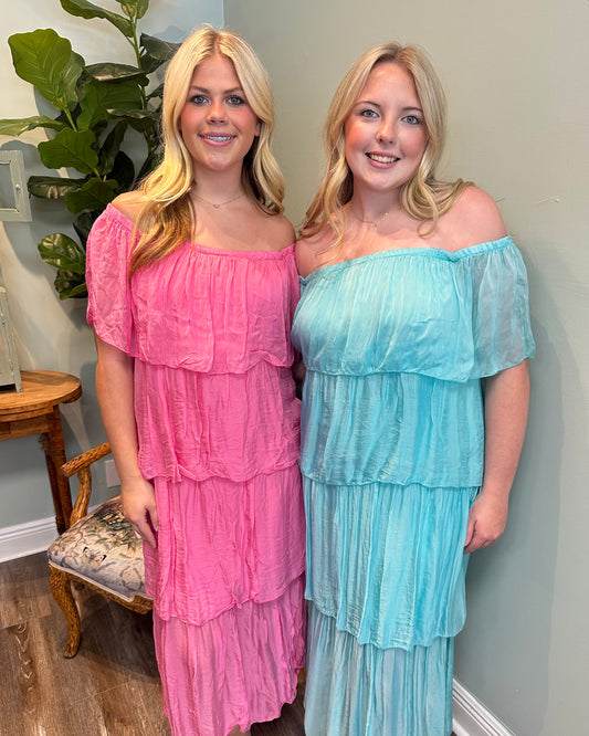 Tiered Off Shoulder Maxi Dress