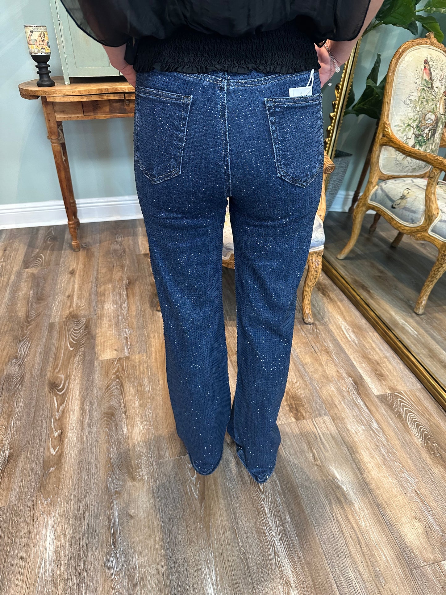 Dark Denim Bedazzled Jeans