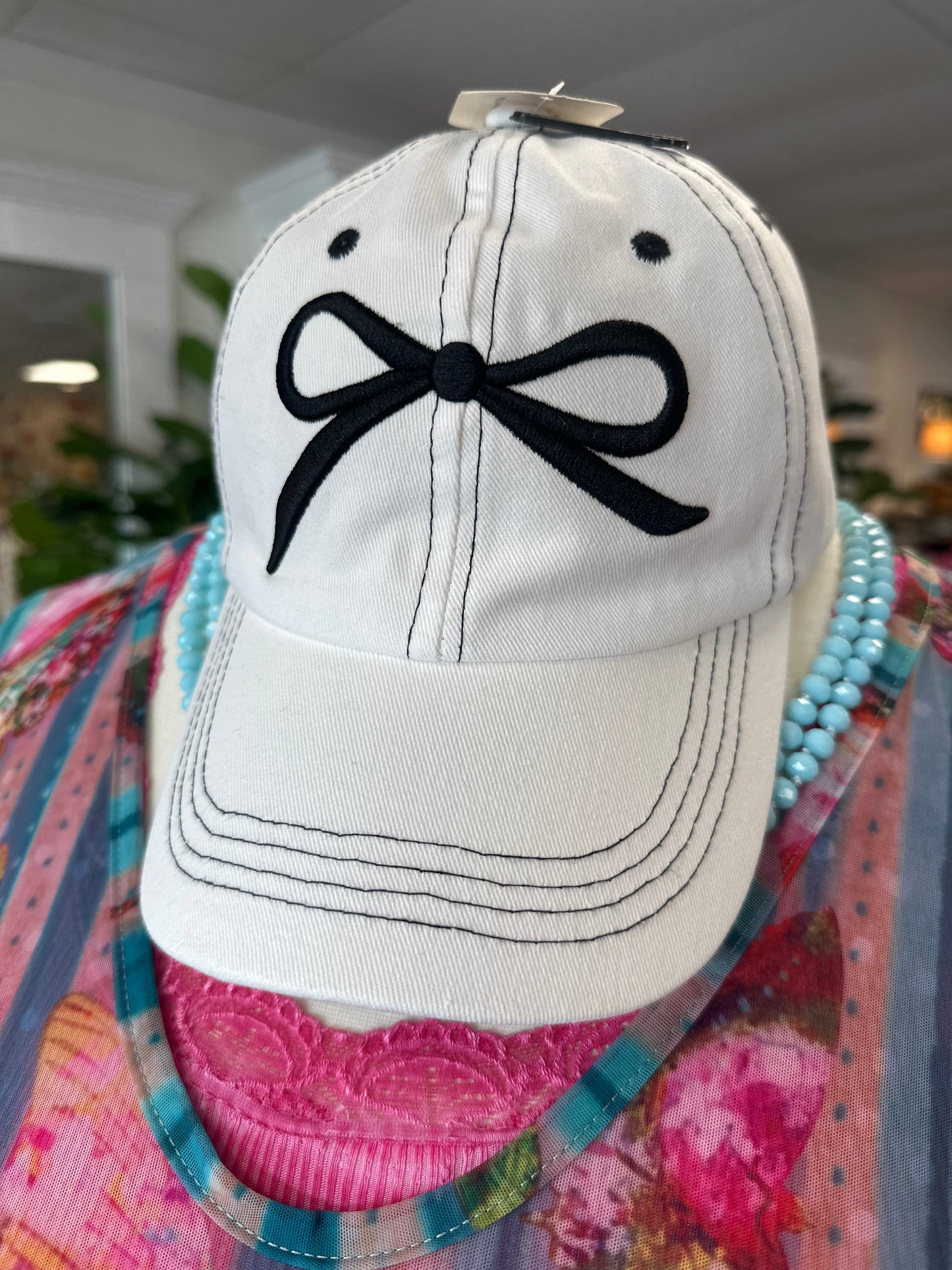 Embroidered Bow Relaxed Fit Cap