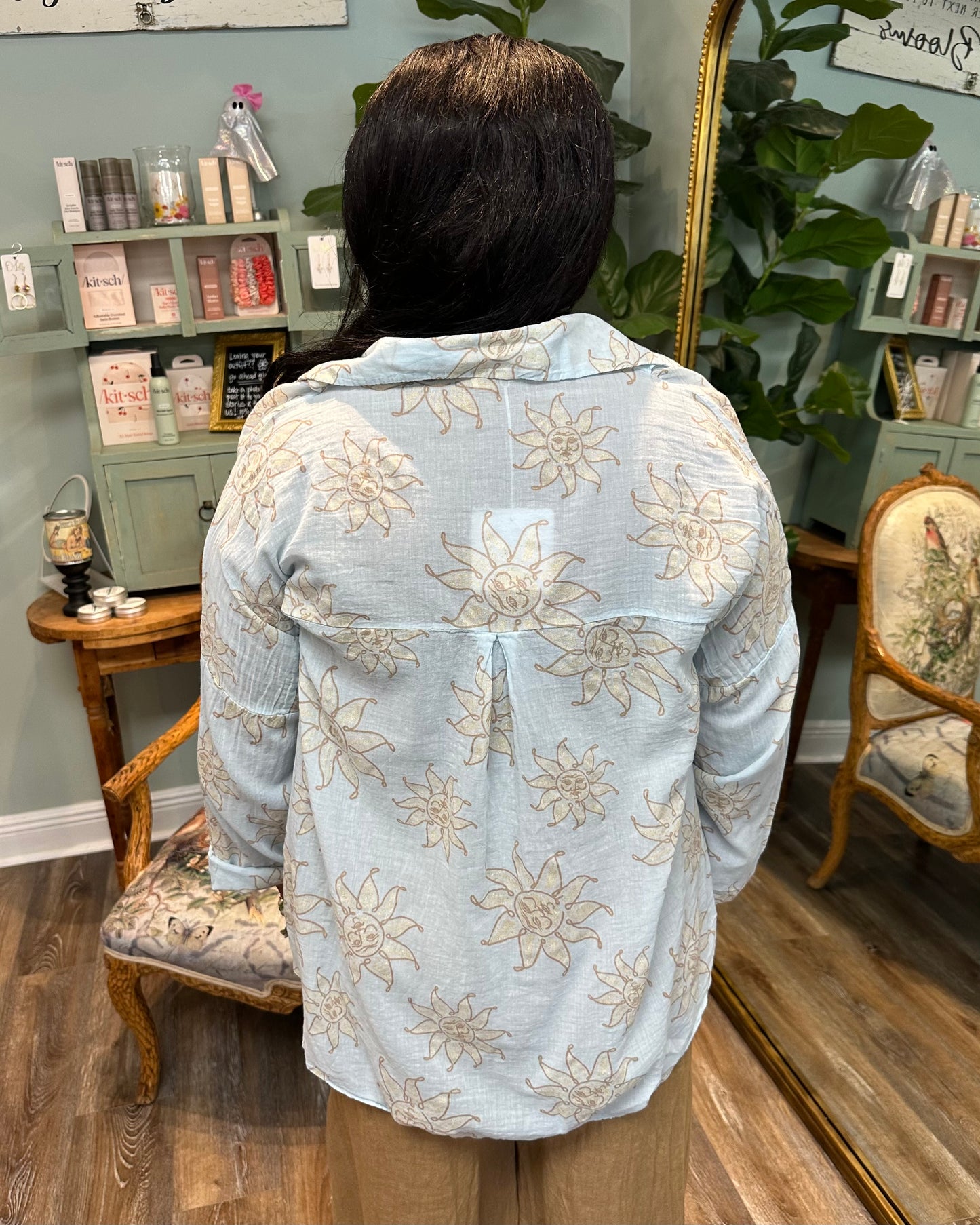 Glitter Sun Printed Cotton Blouse