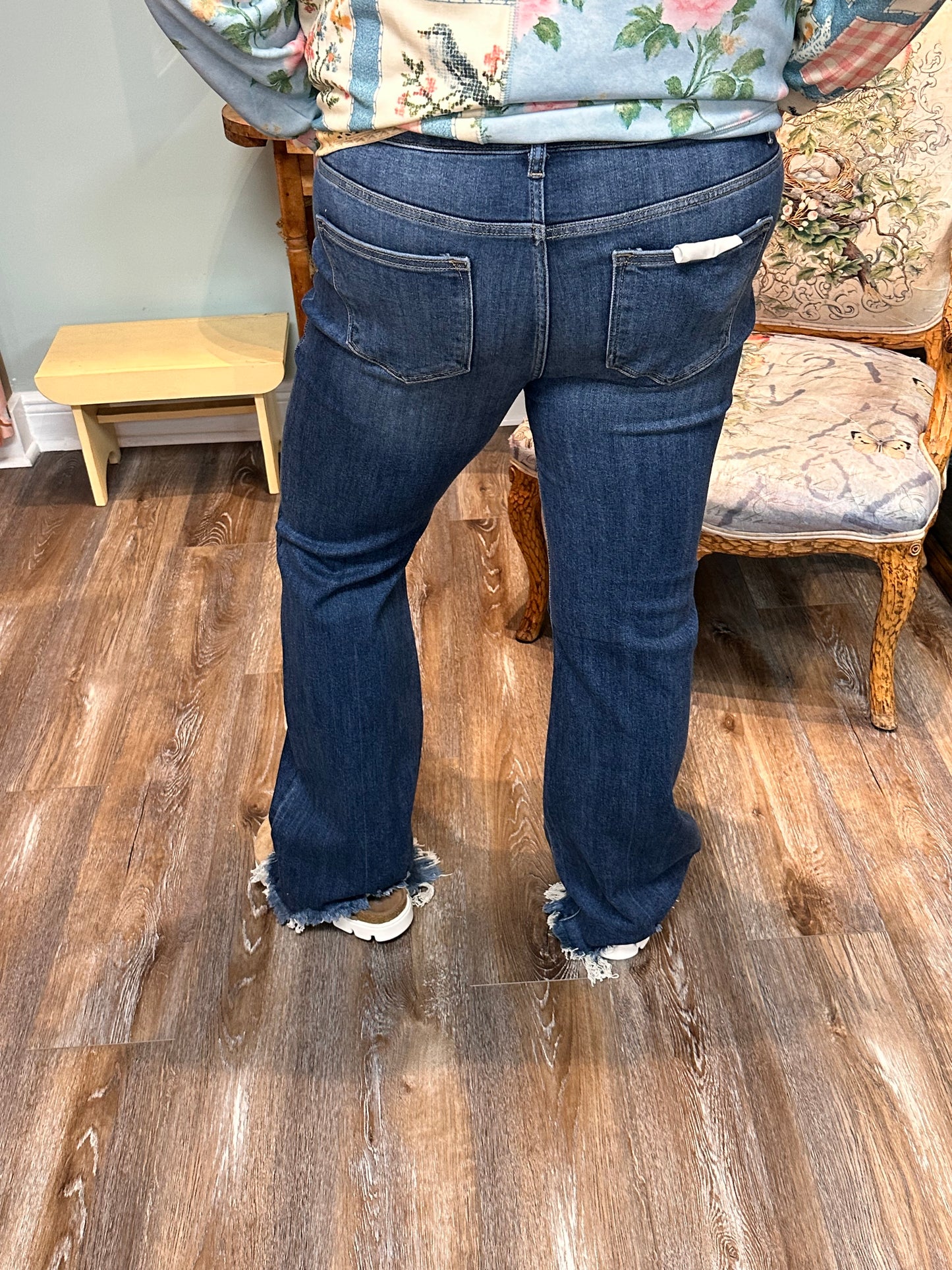 Mid Rise Flare Frayed Hem Jeans - Plus