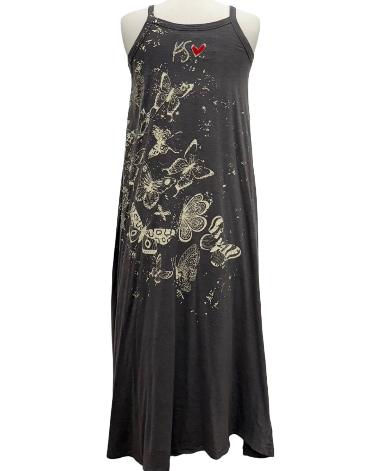 Butterfly Embroidered Long Tee Dress