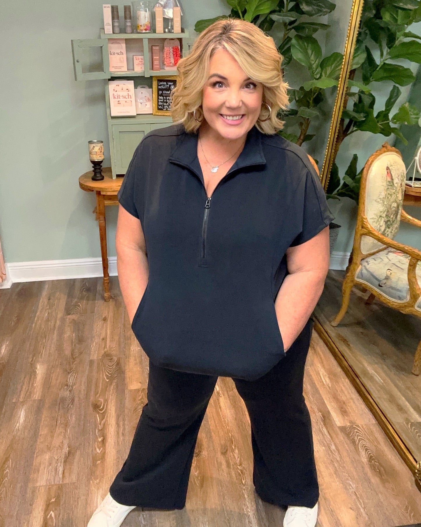 Blk Half Zip So Soft Top