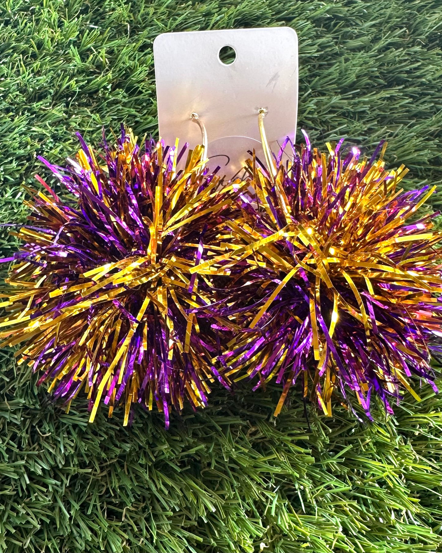 Purple and Gold Tiger Gameday Tinsel Earrings