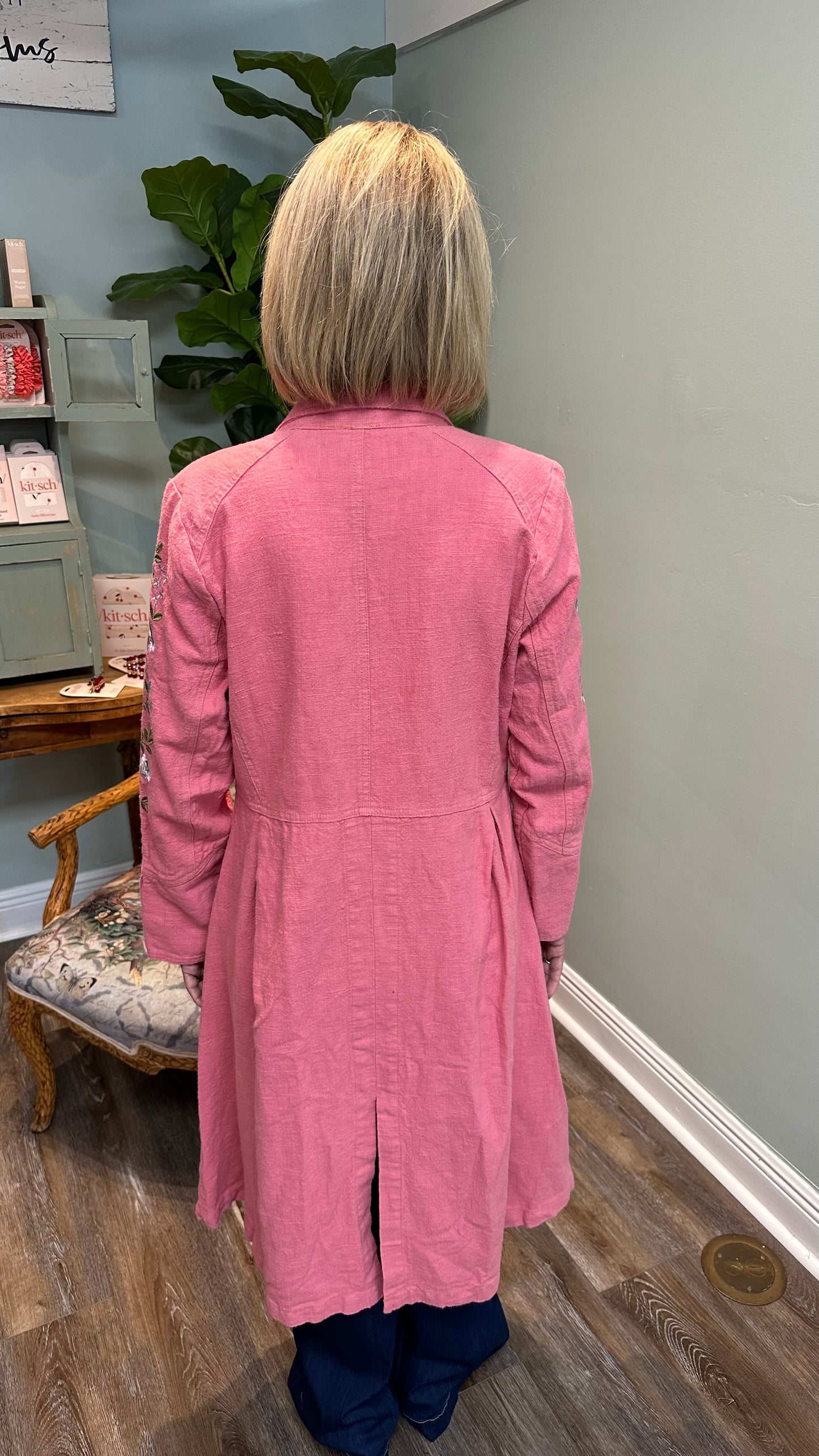 Embellished Sleeve Pink City Coat