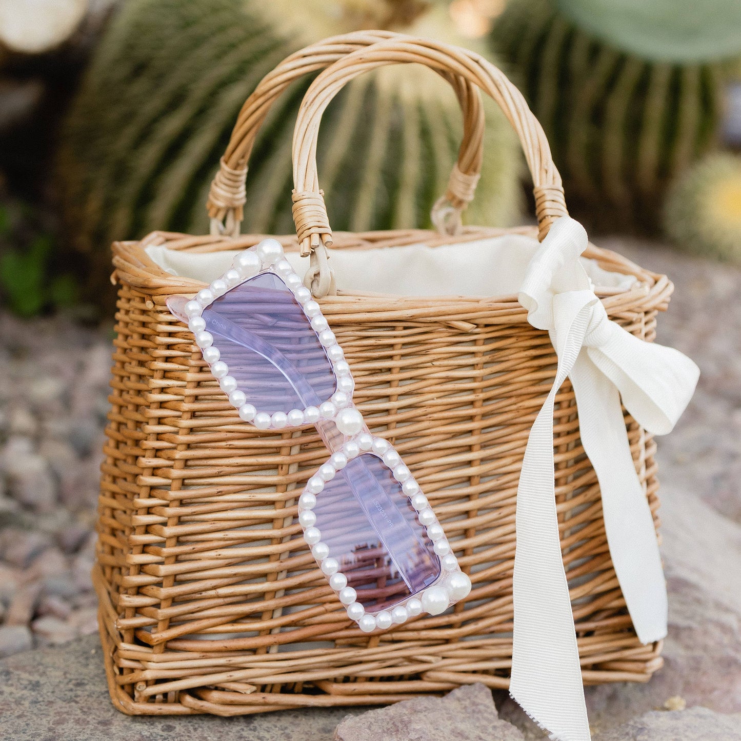 Rhinestone Square Sunglasses in Purple
