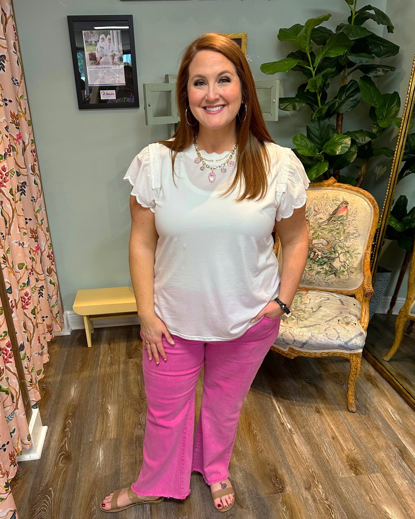 White Flutter Sleeve Top