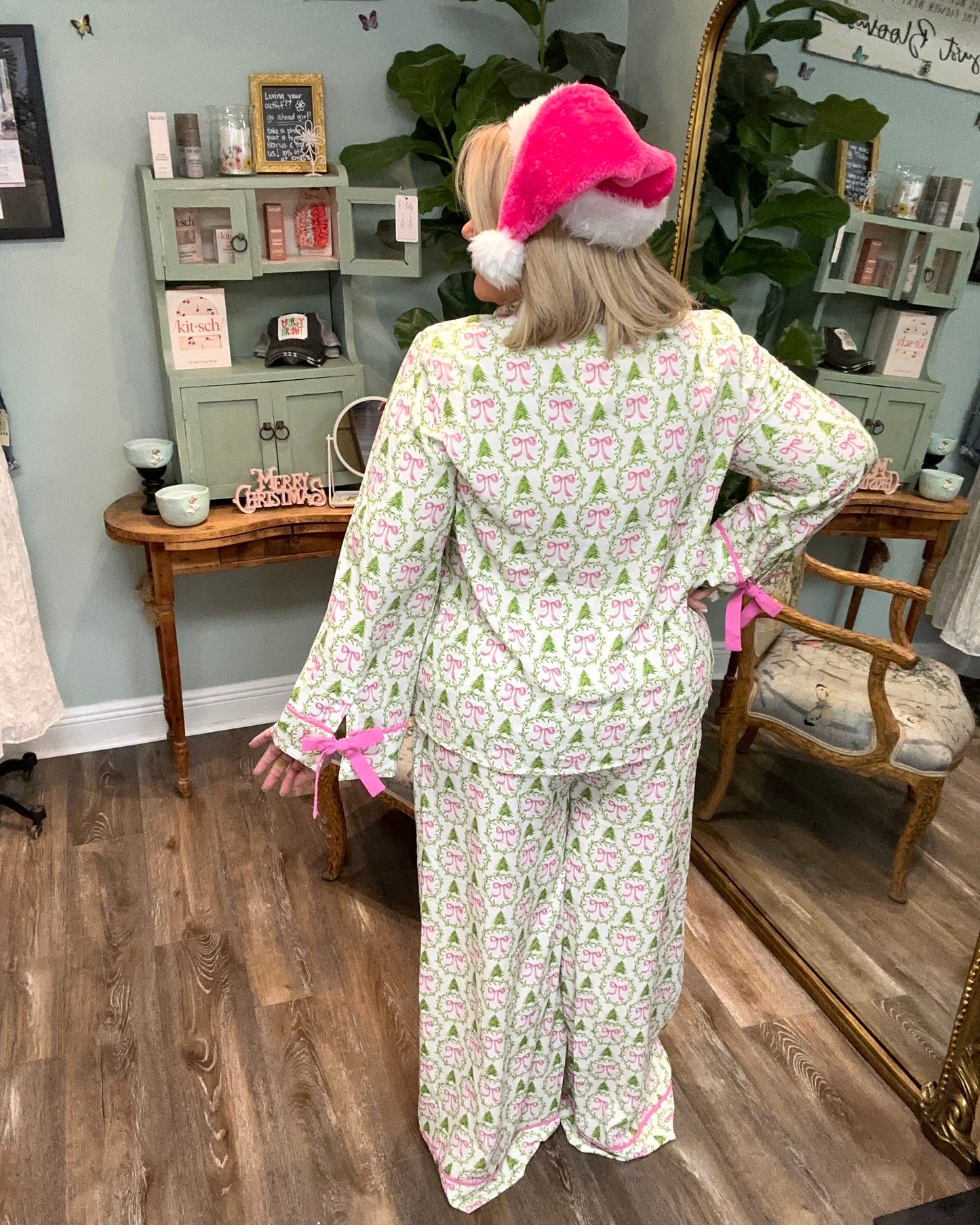 Two Piece Bow and Tree Pajama Set