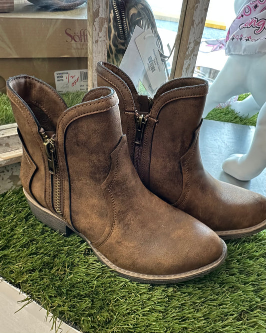 Evie Tan Zip Up Bootie