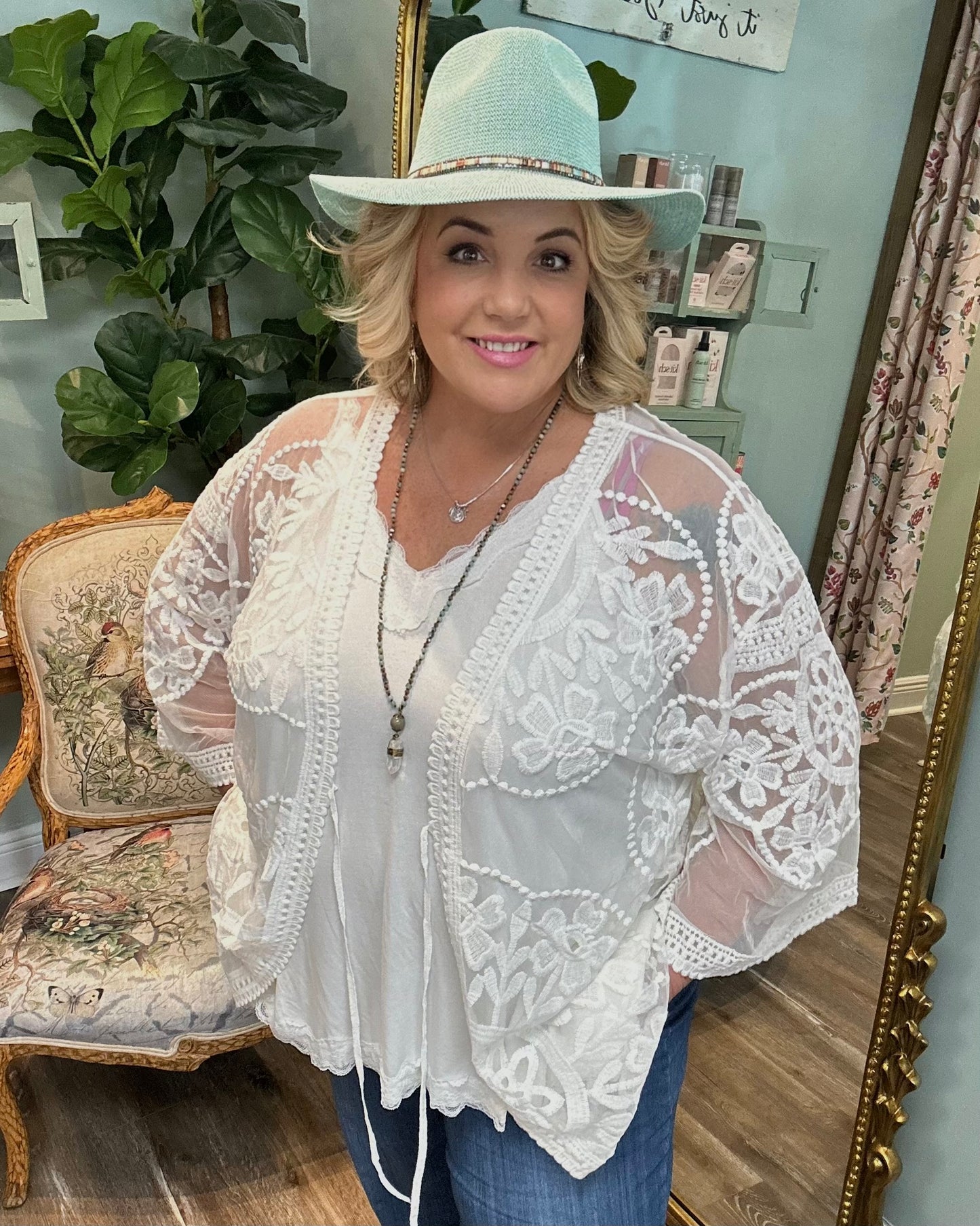 Lace Open Front Kimono