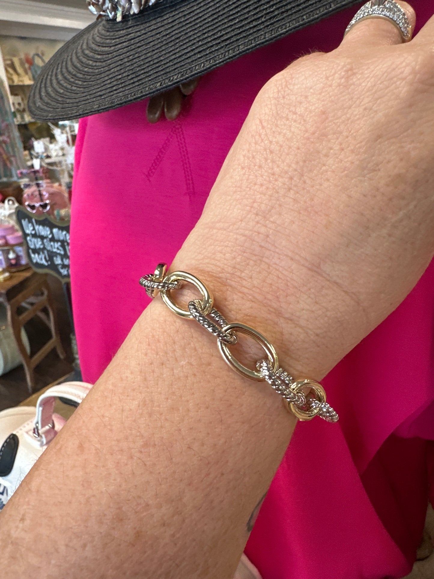 Gold and Silver Link Magnetic Bracelet