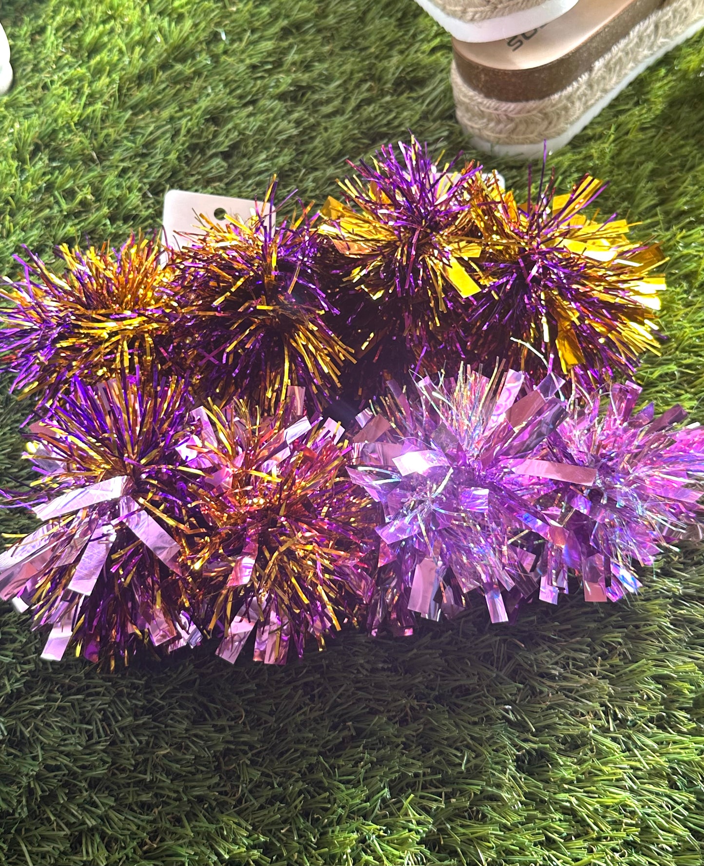 Purple and Gold Tiger Gameday Tinsel Earrings