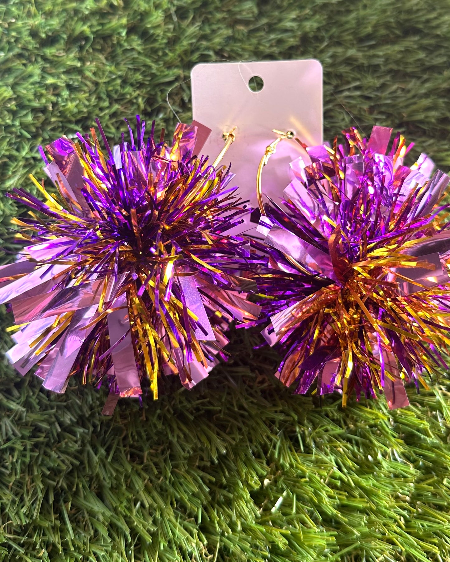 Purple and Gold Tiger Gameday Tinsel Earrings