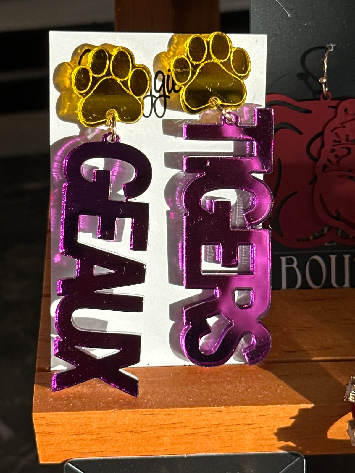 Mirrored Geaux Tigers Earrings