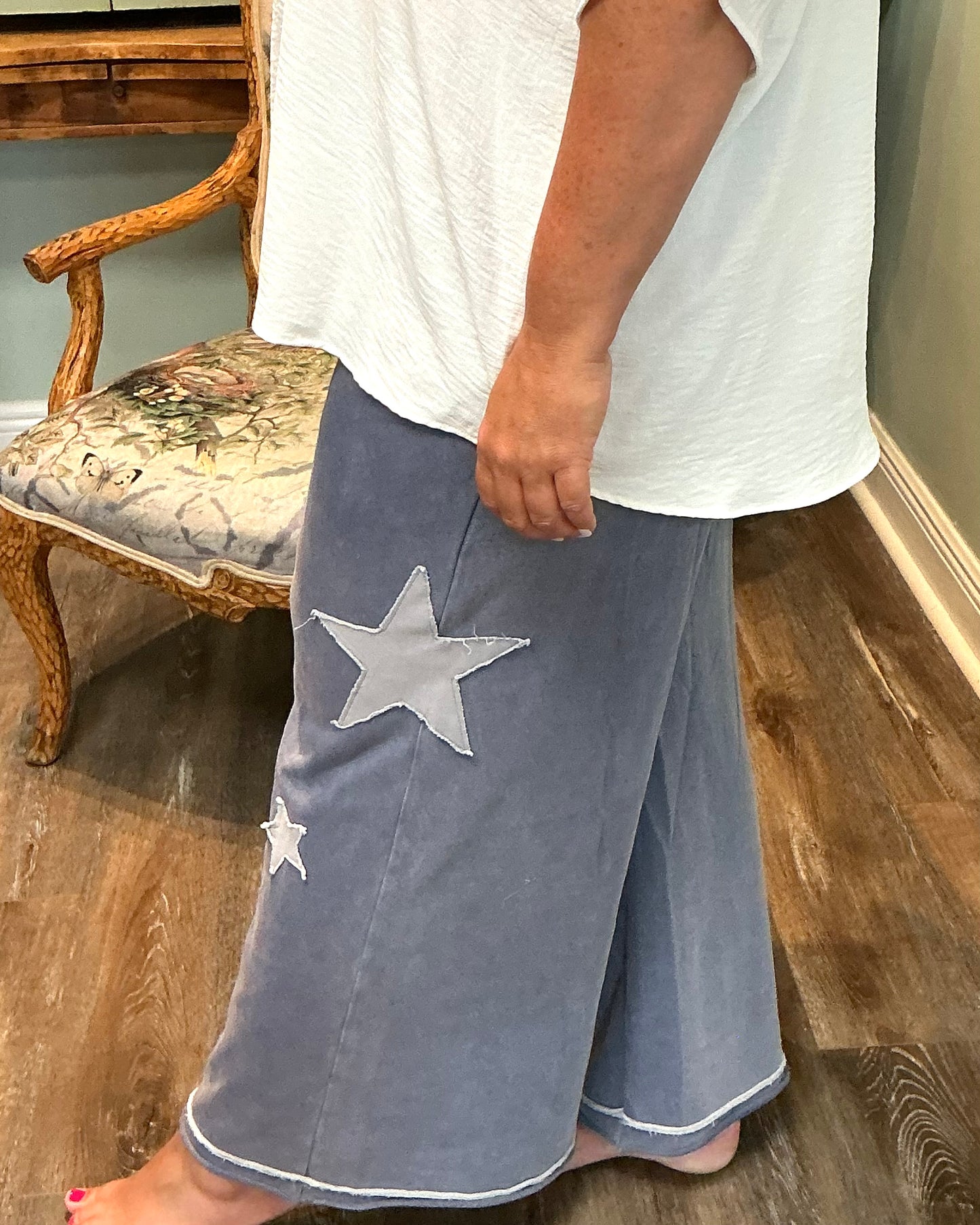 Denim Blue Star Patch Pant