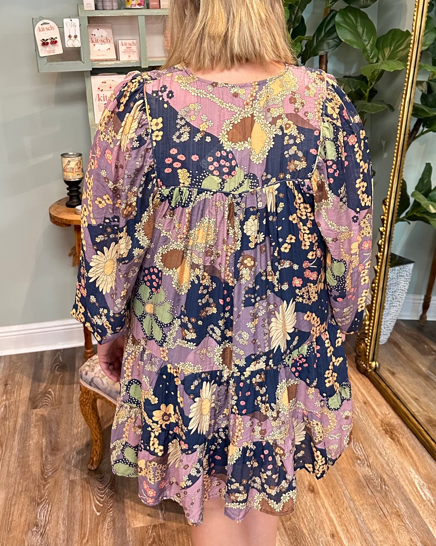 Navy and Purple Floral Dress