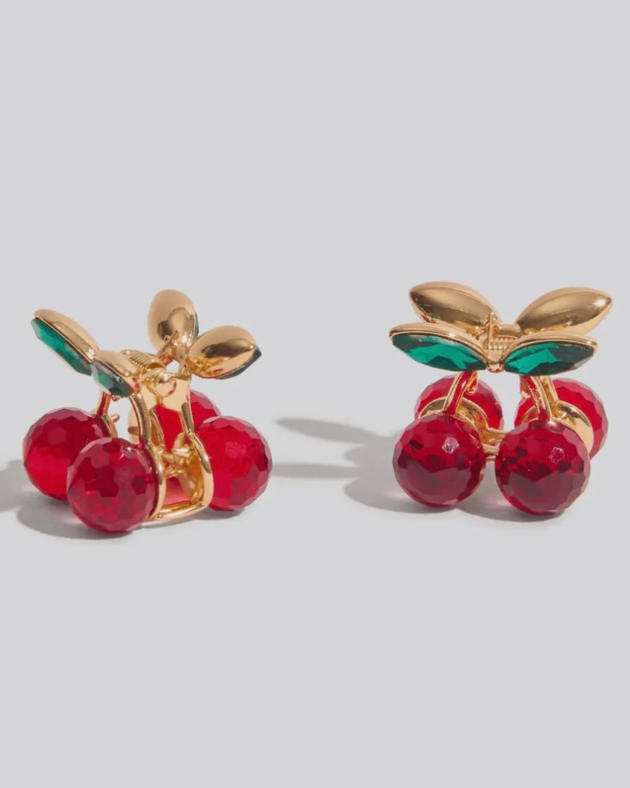 Mini Rhinestone Cherry Claw Clip