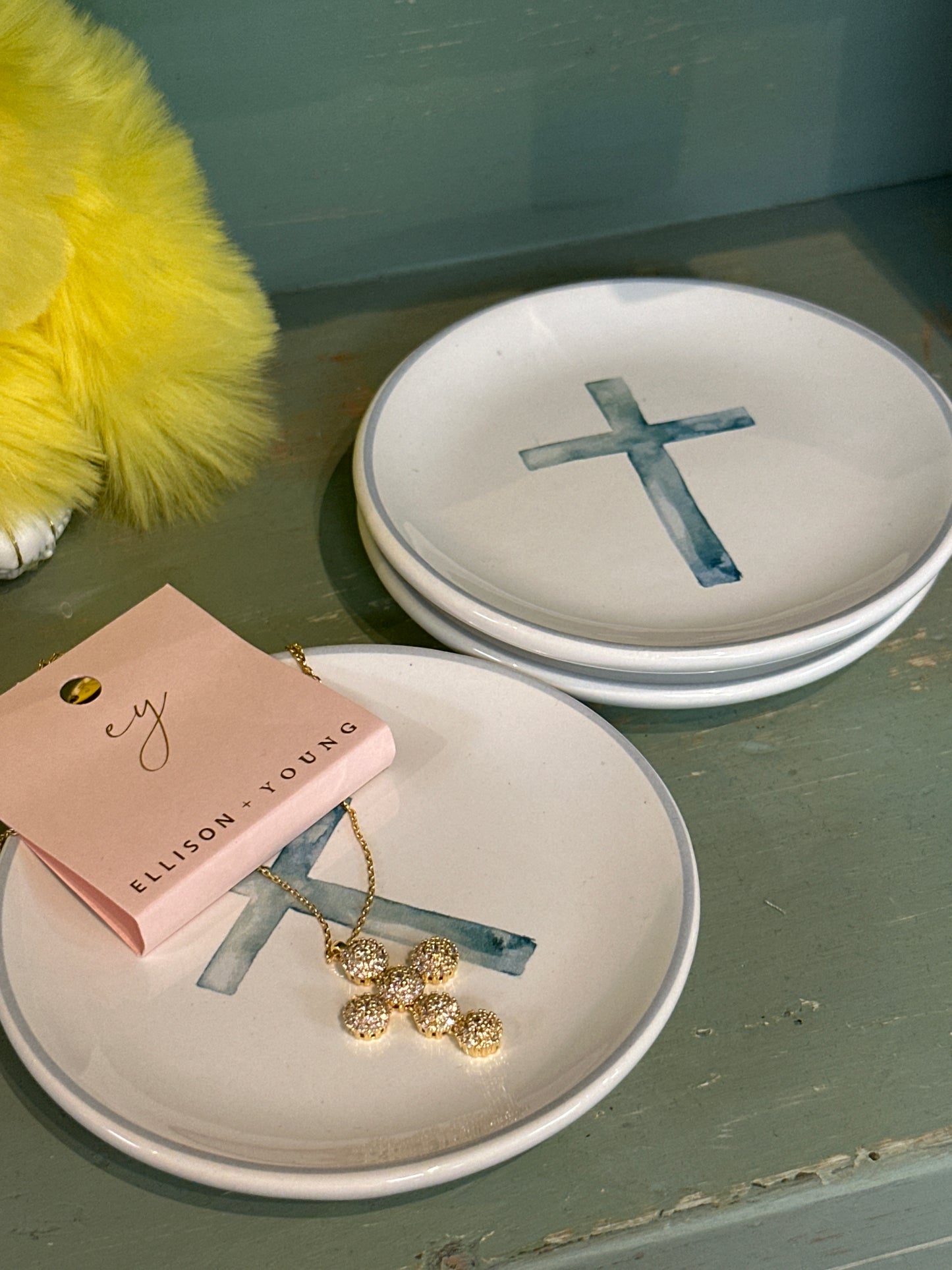 Watercolor Cross Trinket Dish