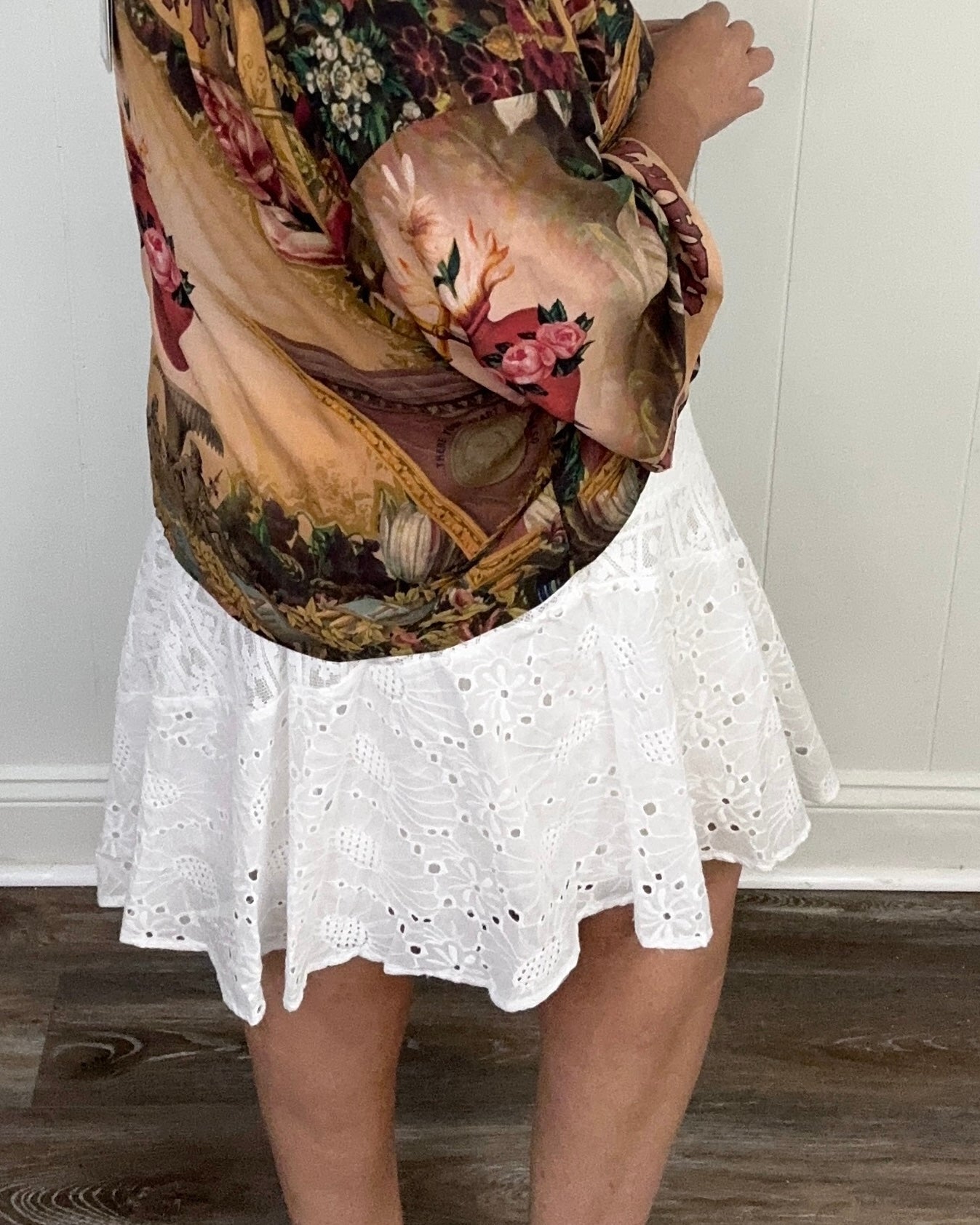 Asymmetric Lace Midi Skirt