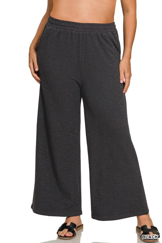 Black Cotton Slub Pants