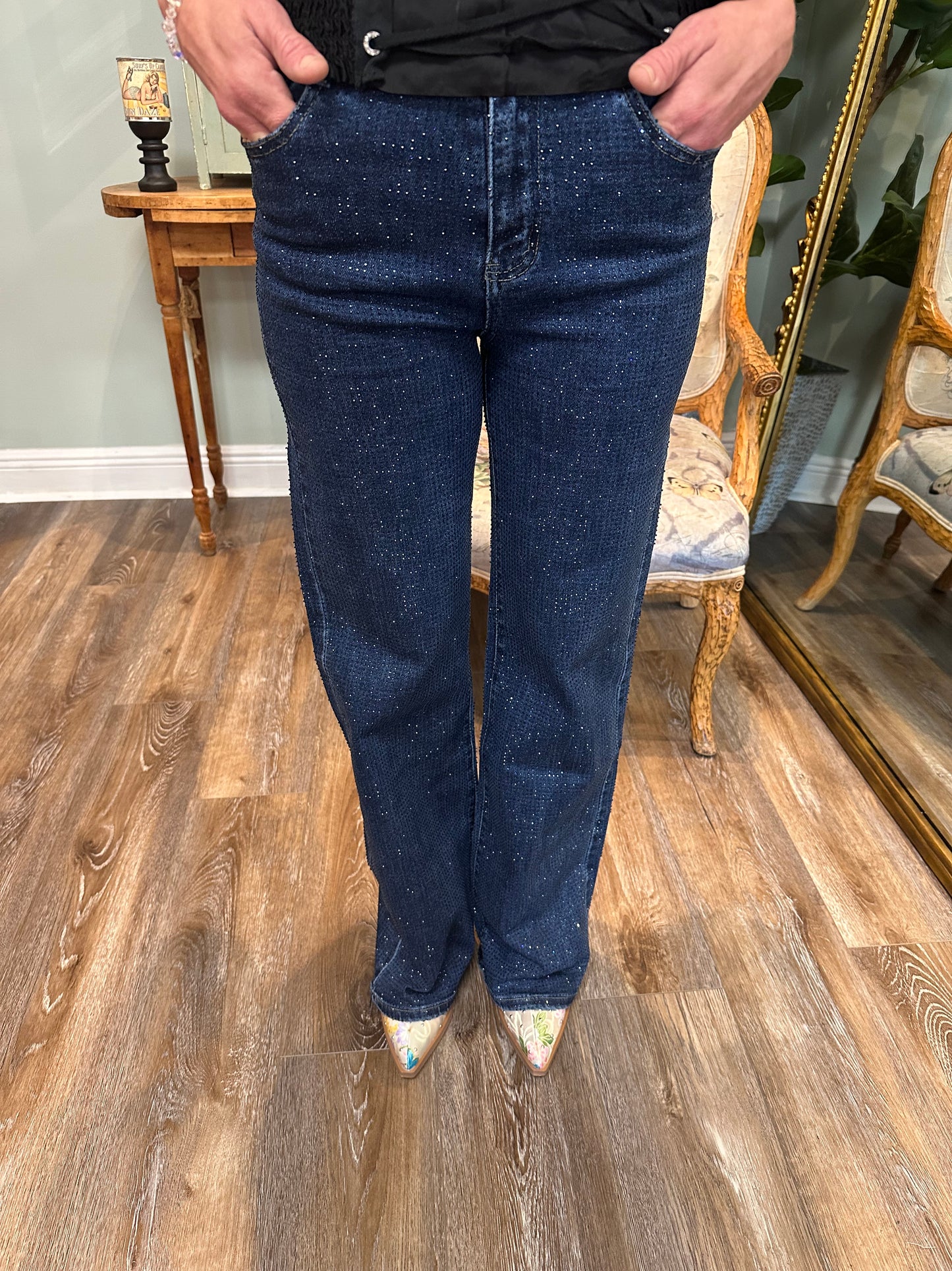 Dark Denim Bedazzled Jeans