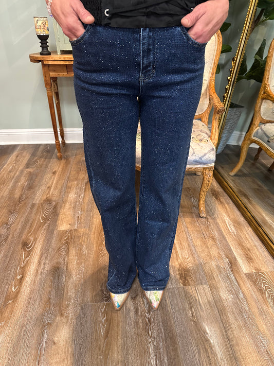 Dark Denim Bedazzled Jeans