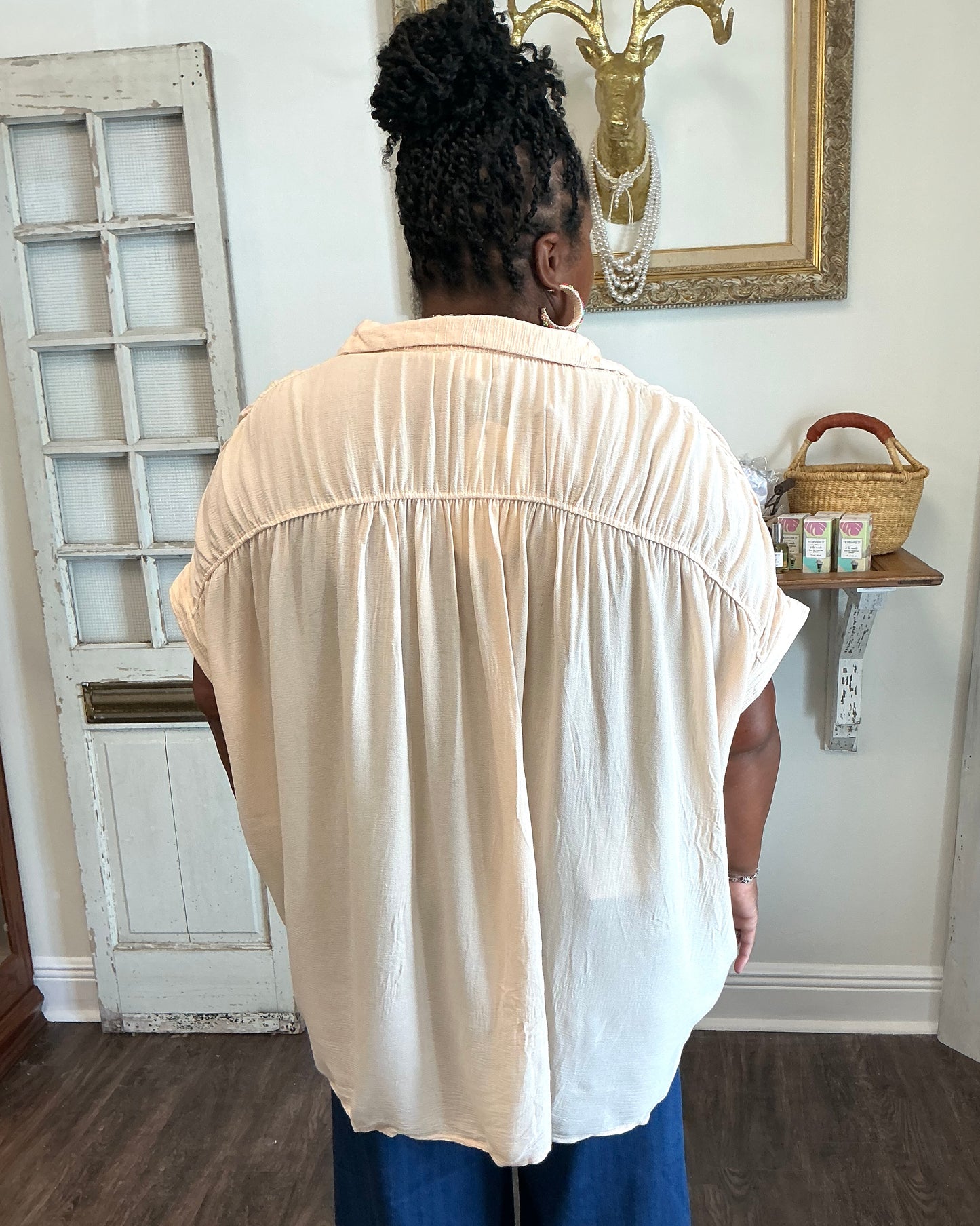 Textured Apricot Dolman Top