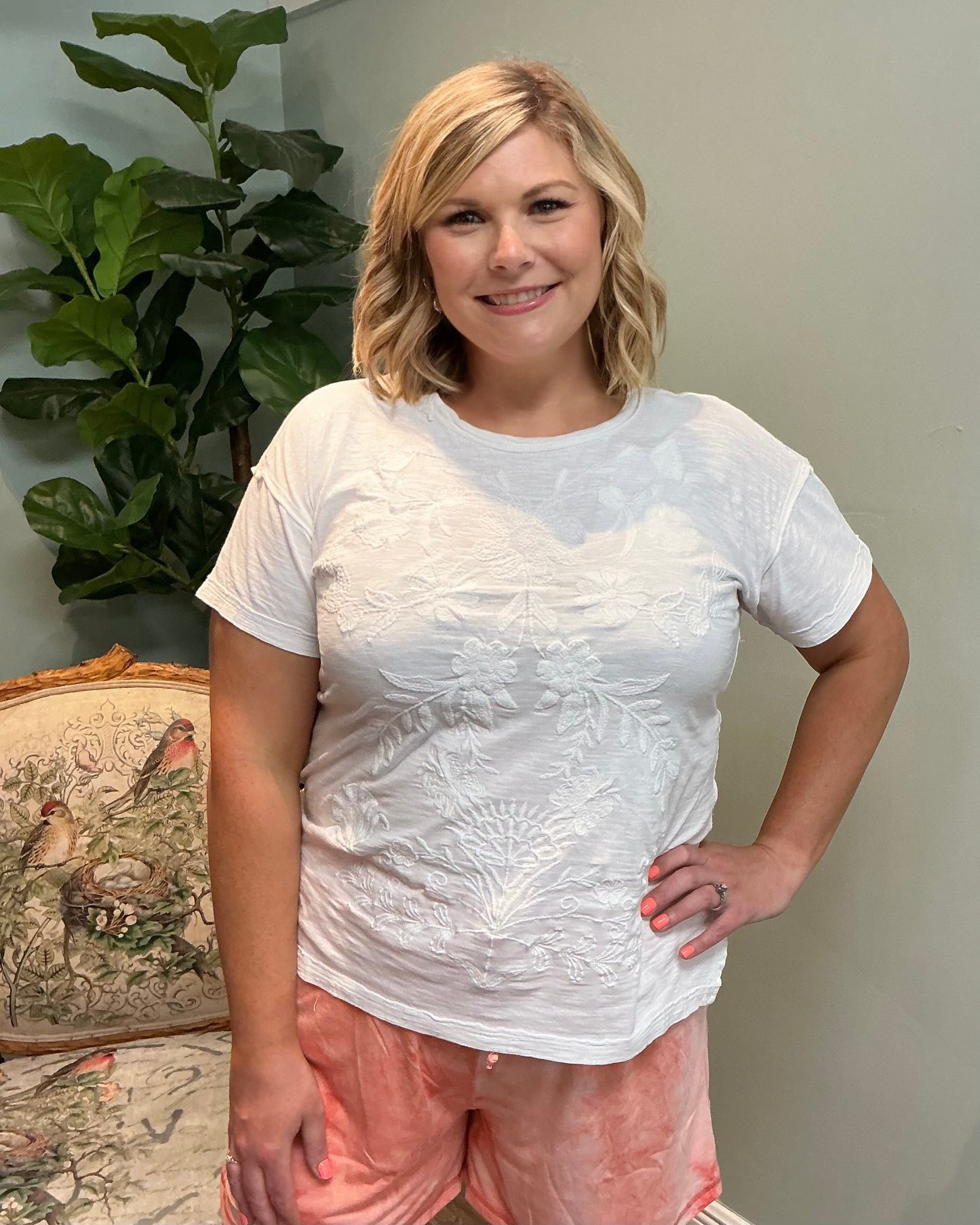 Embroidered Detail Cotton Tee