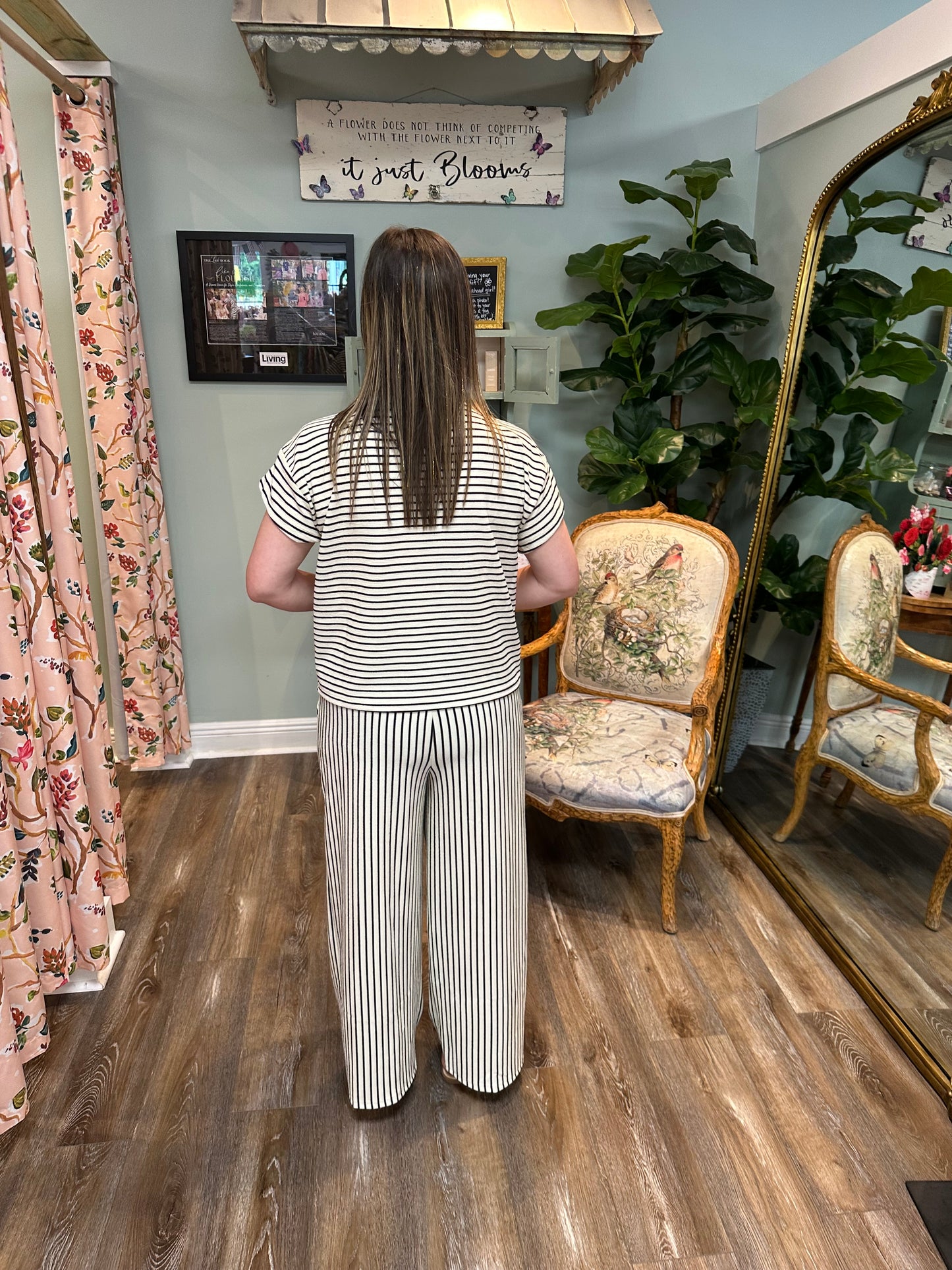 Striped SS Top & Pant Set