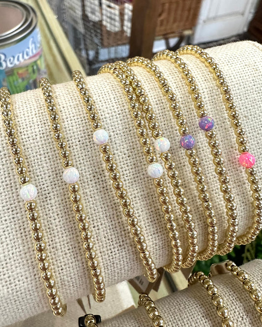 Small Gold Bead and Pearl Bracelet