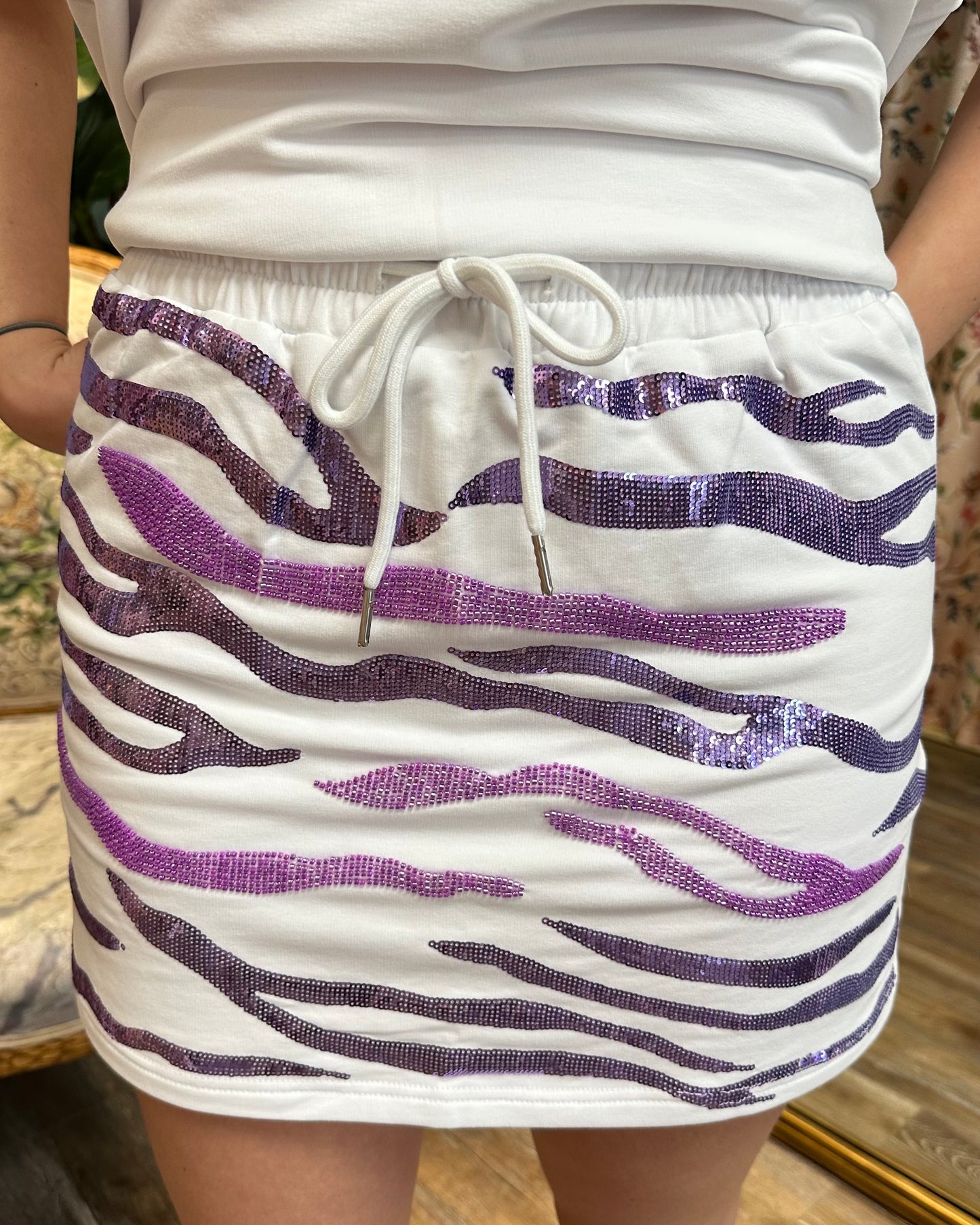 Sequin Tiger Stripe 2 Piece Skort Set