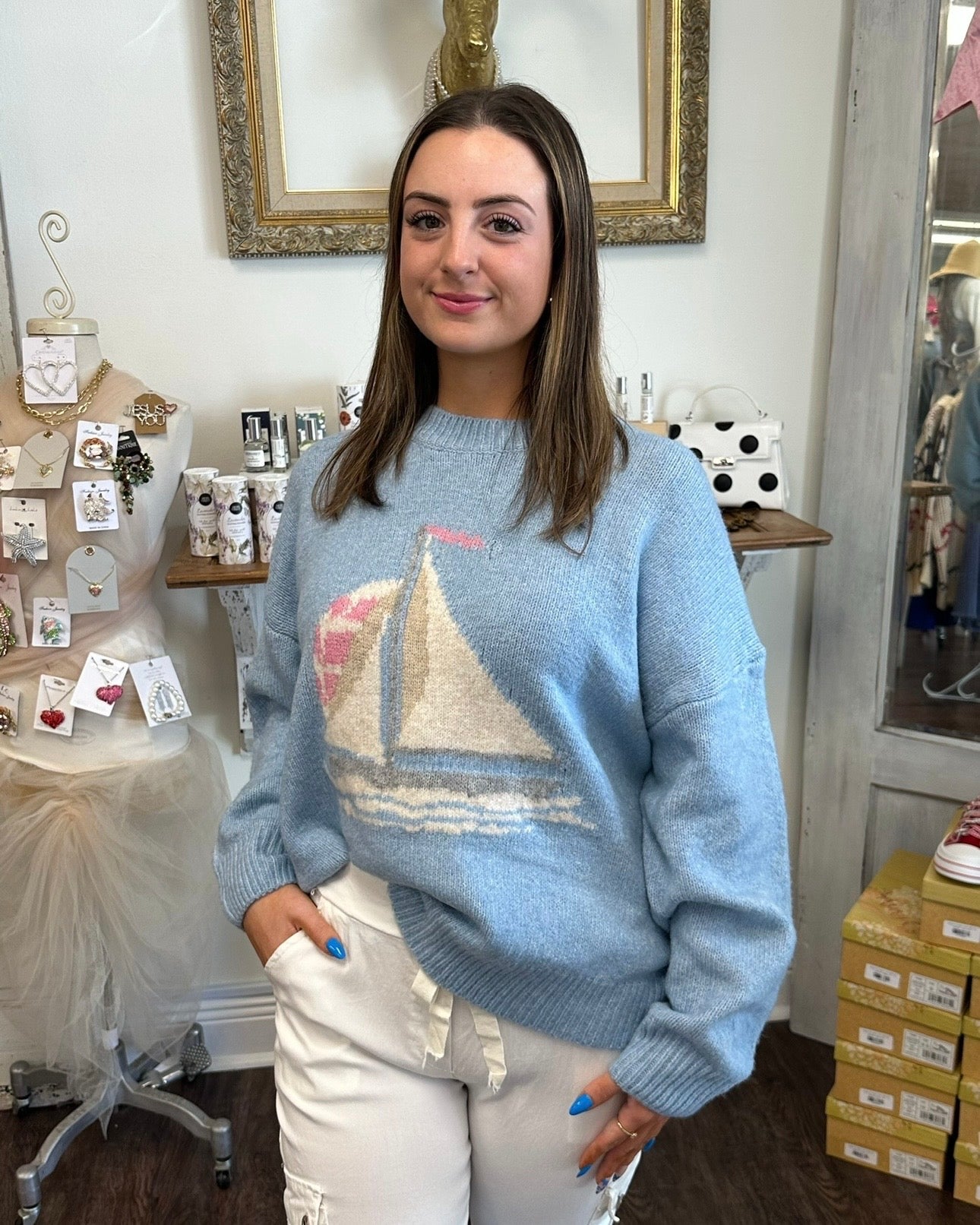 Daisy Blue Sailboat Top