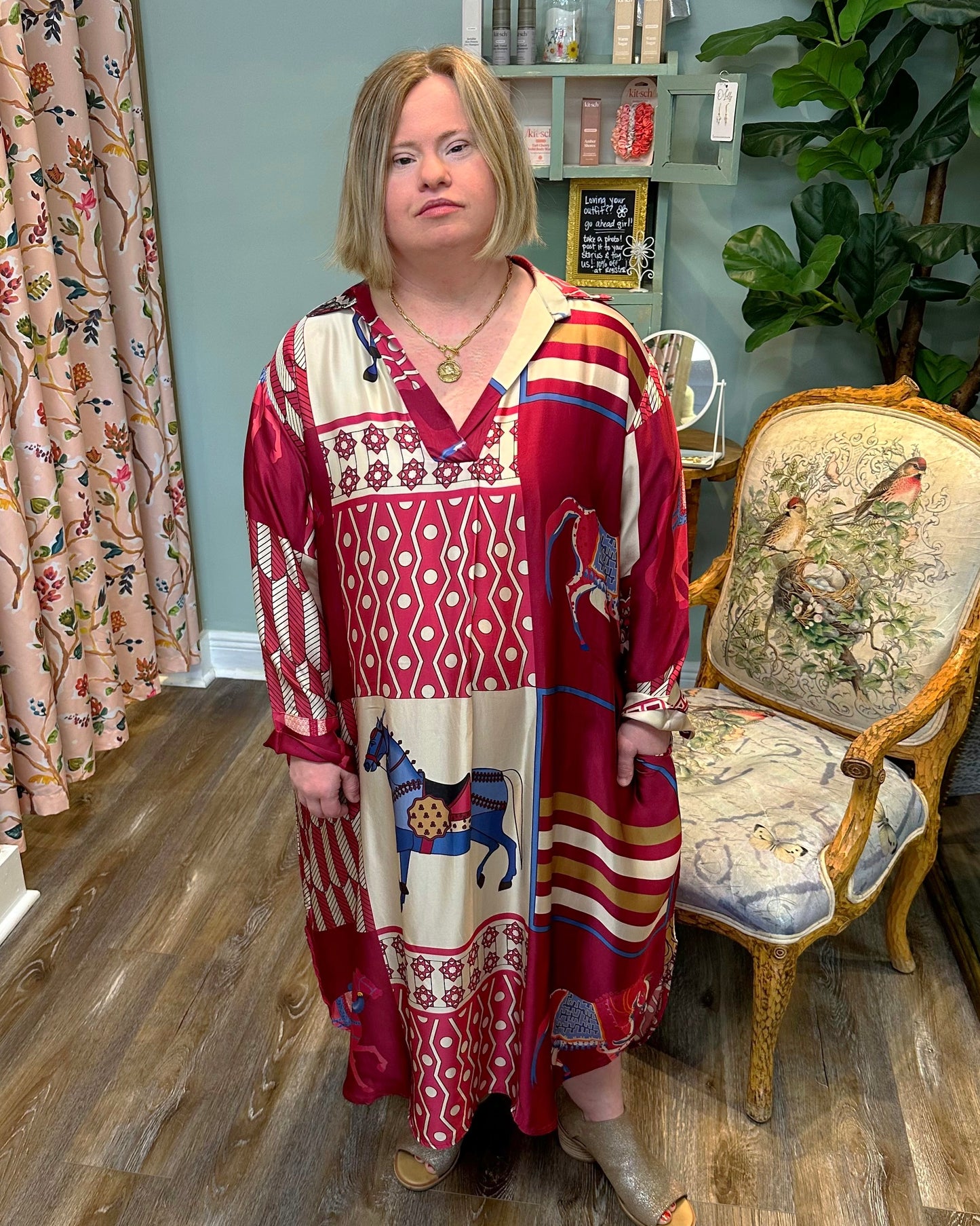 Italian Silk Horse Print Dress