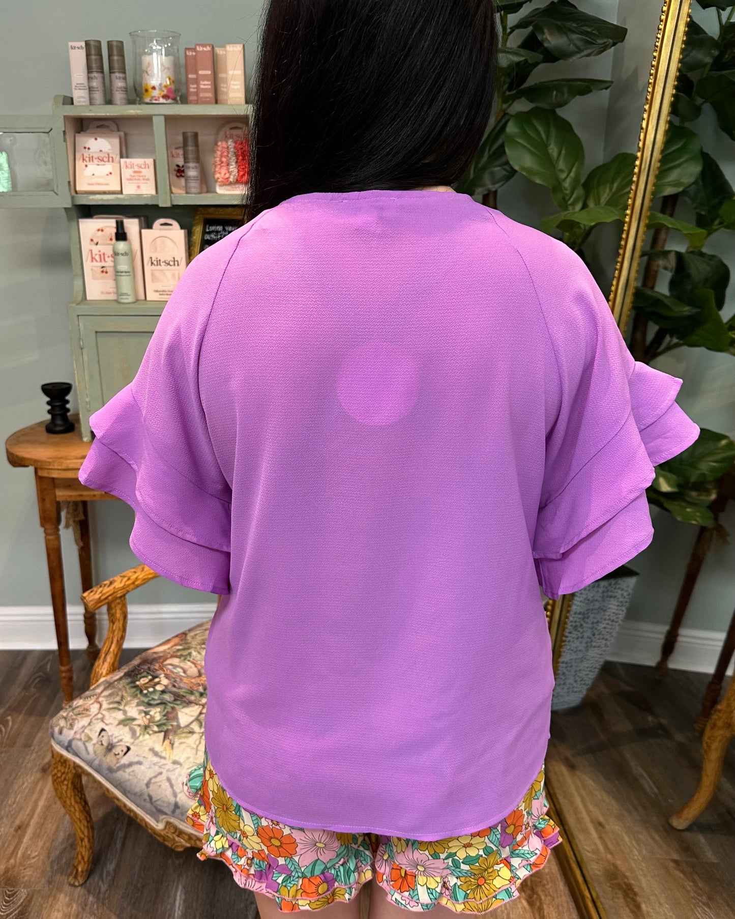 Orchid Ruffle Sleeve Blouse