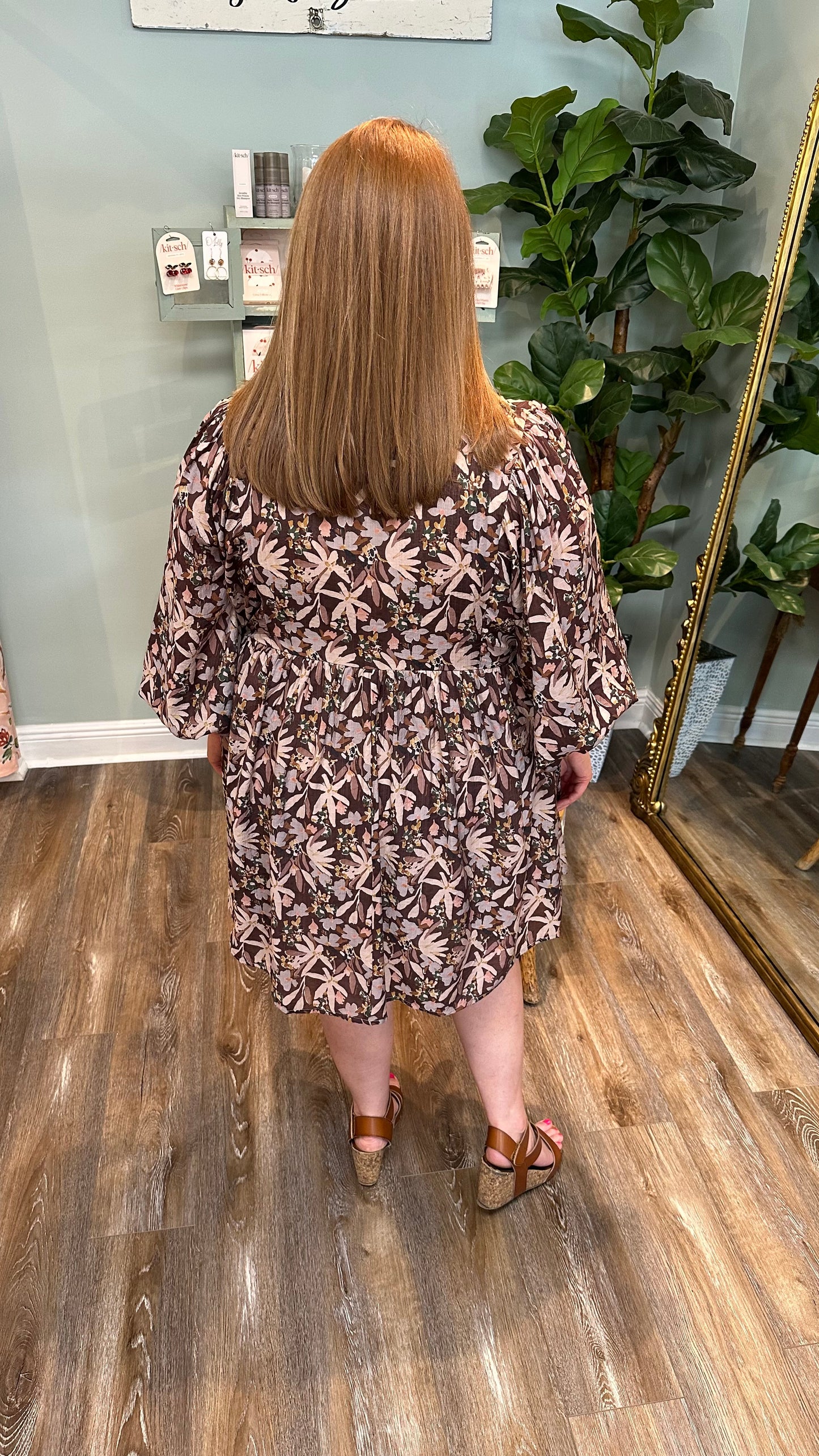 Chocolate Tiered Floral Dress