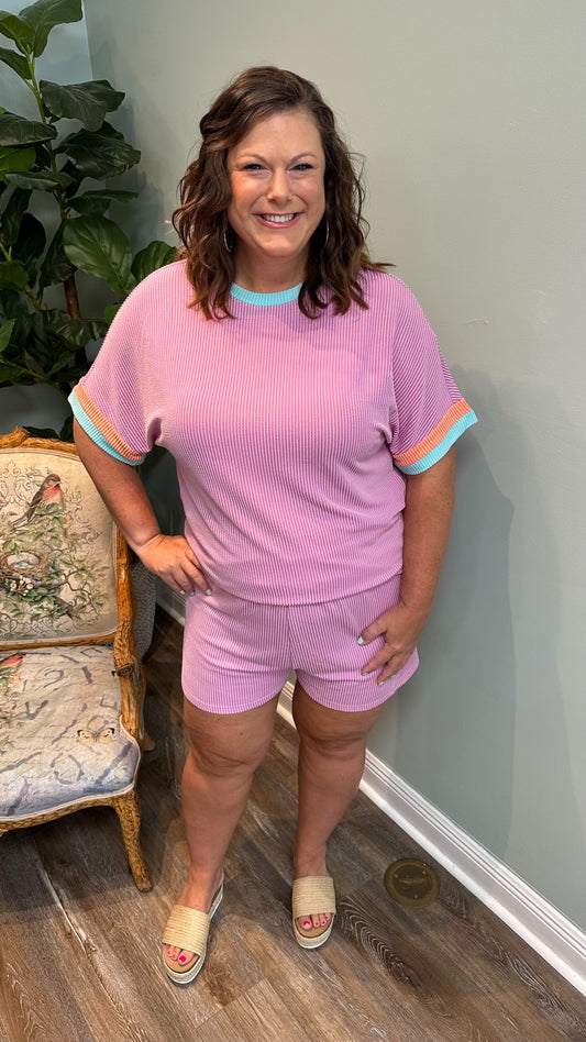 Corded Knit Tee and Short Set