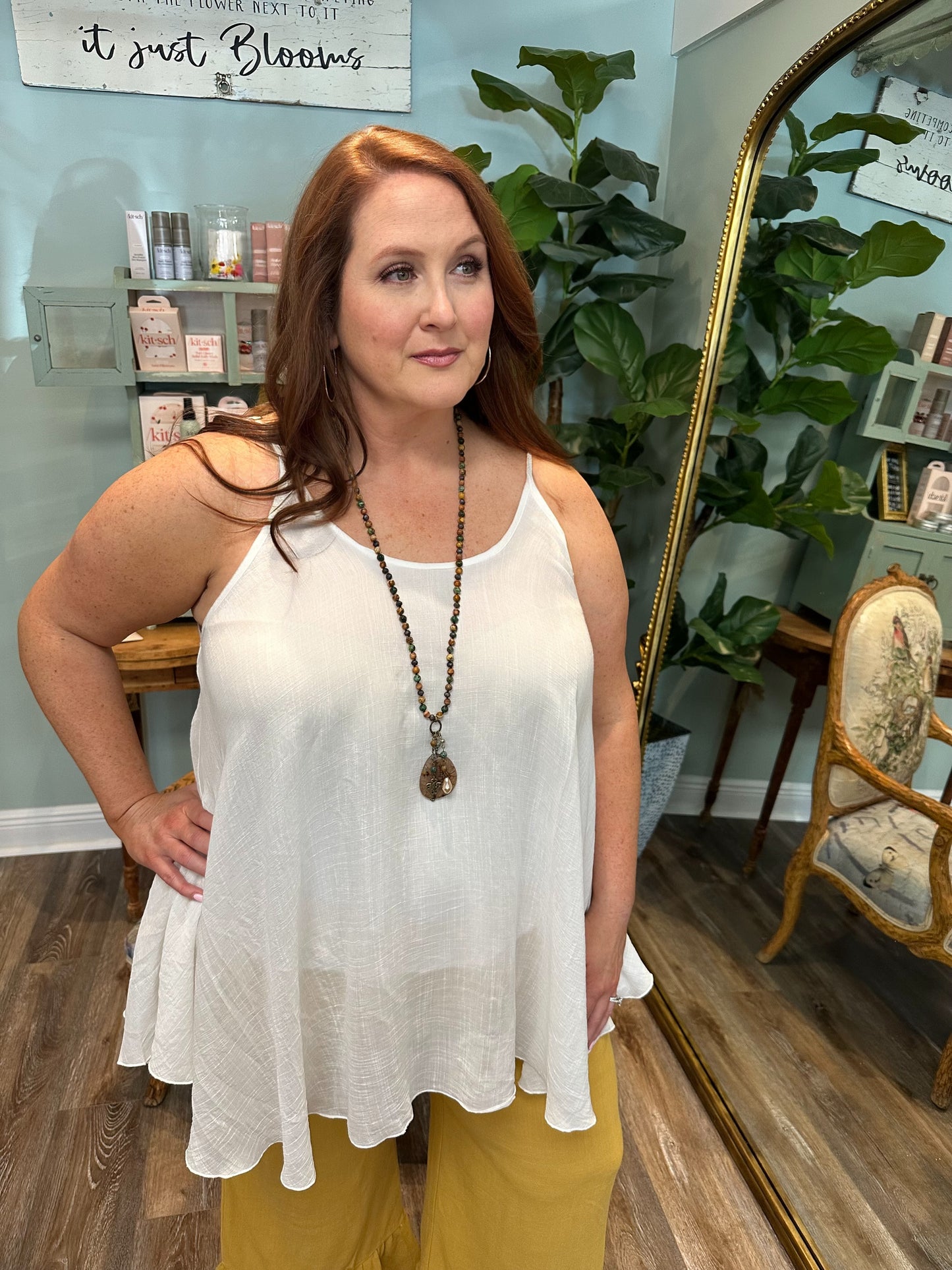 Ivory Lined Sheer Flowy Top