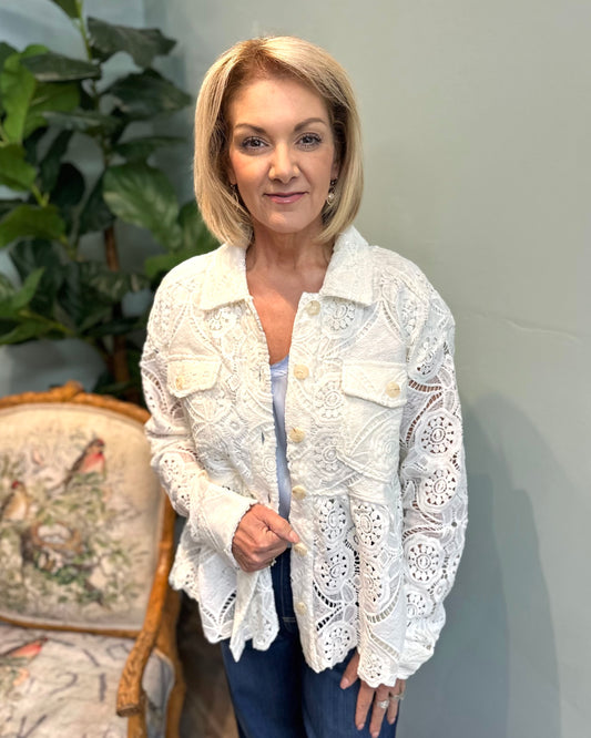 Lace Peplum Trucker Jacket