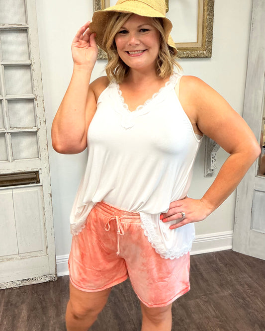 Coral Elastic Waist Shorts