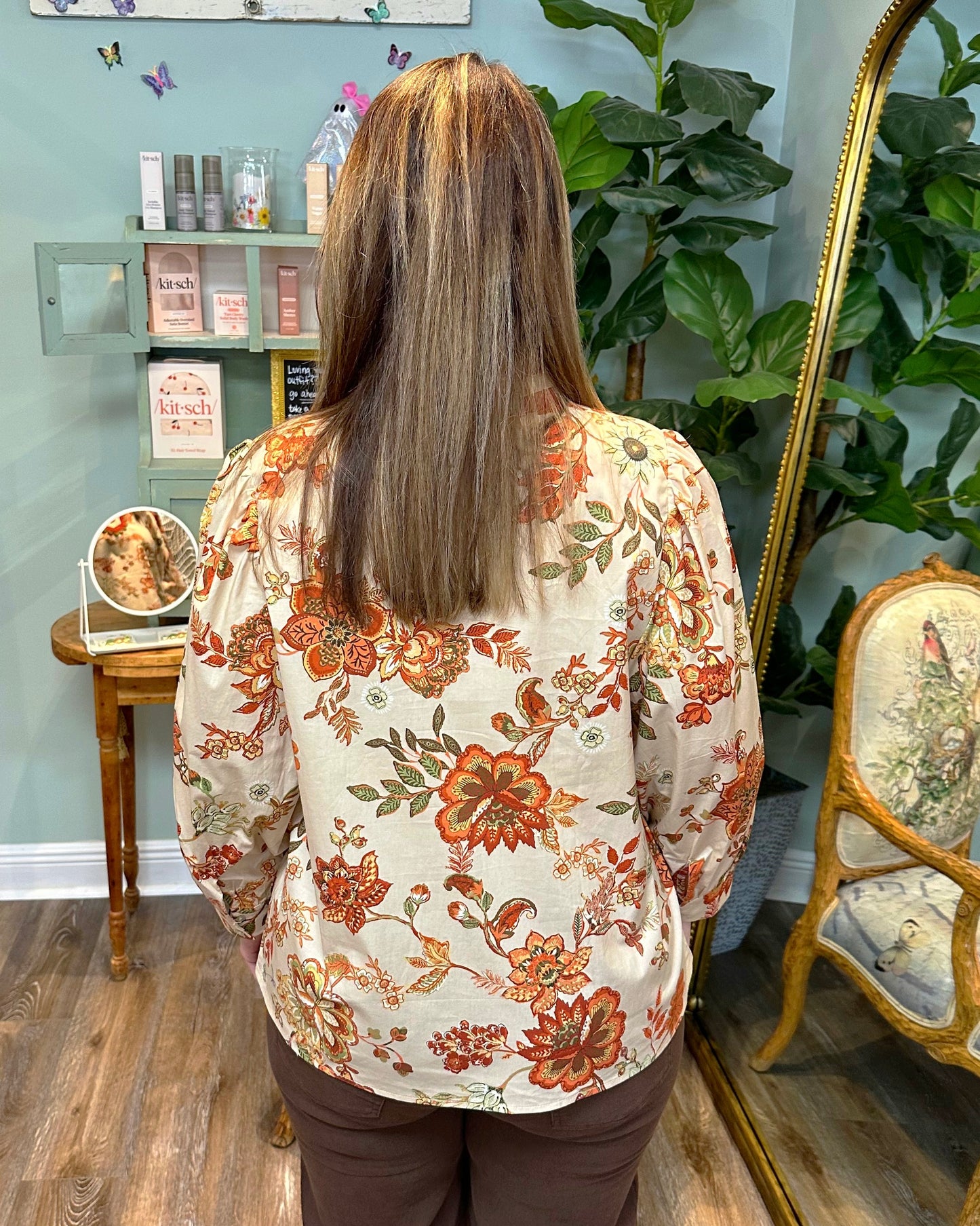 Fall Floral LS V-neck