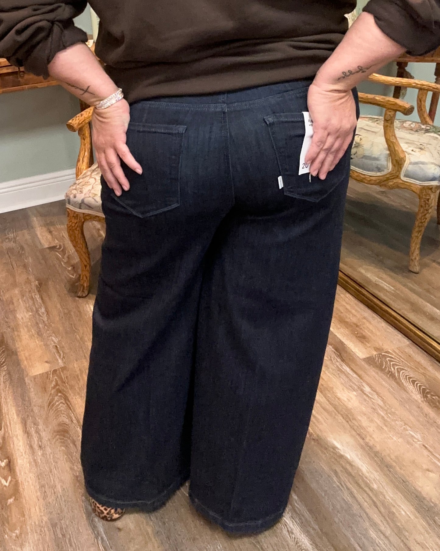 High Rise 2 Button Wide Leg Crop with Corset