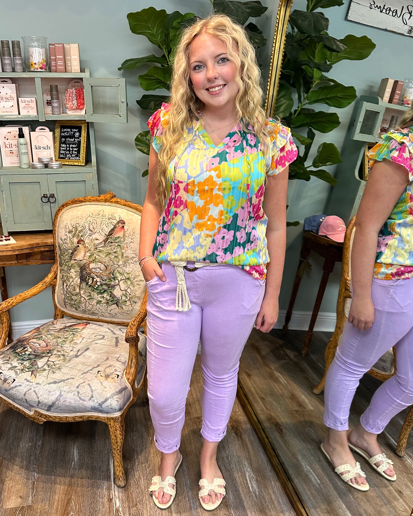 Purple Rope Belted Jeggings