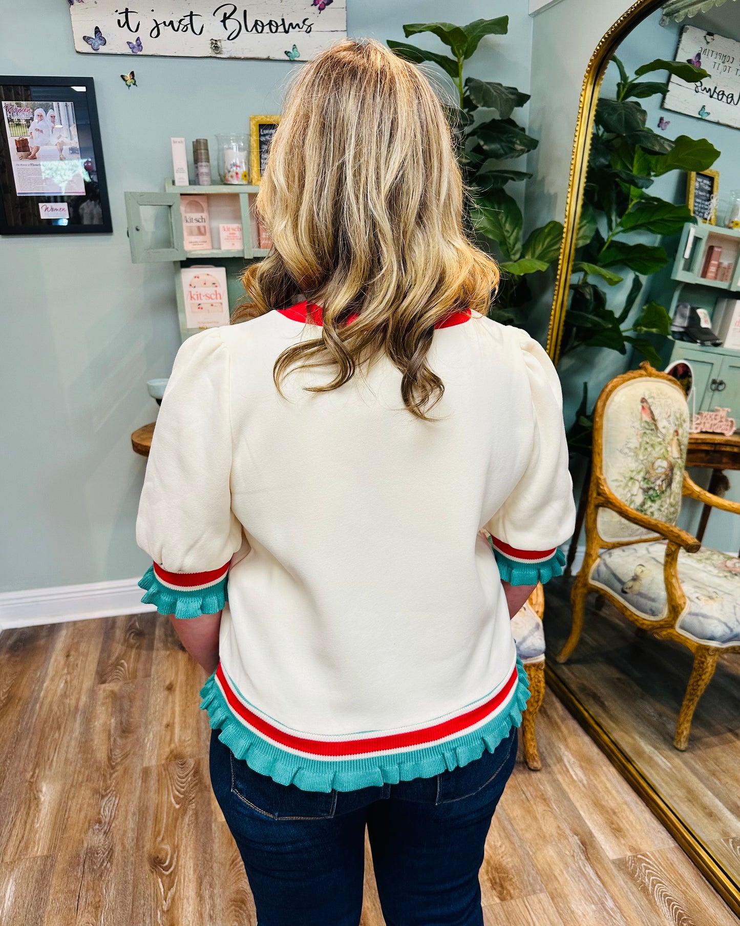 Puff Sleeve Merry Christmas Sweater