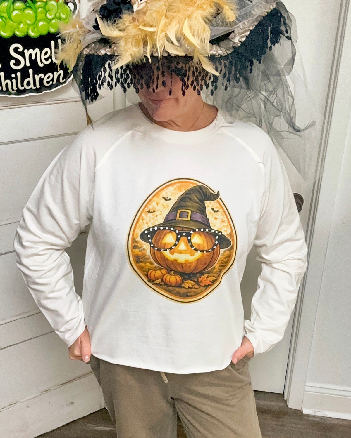 Rhinestone Jack O Lantern Pullover
