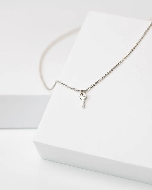 "Grace" Cross and Mini Key Silver Necklace
