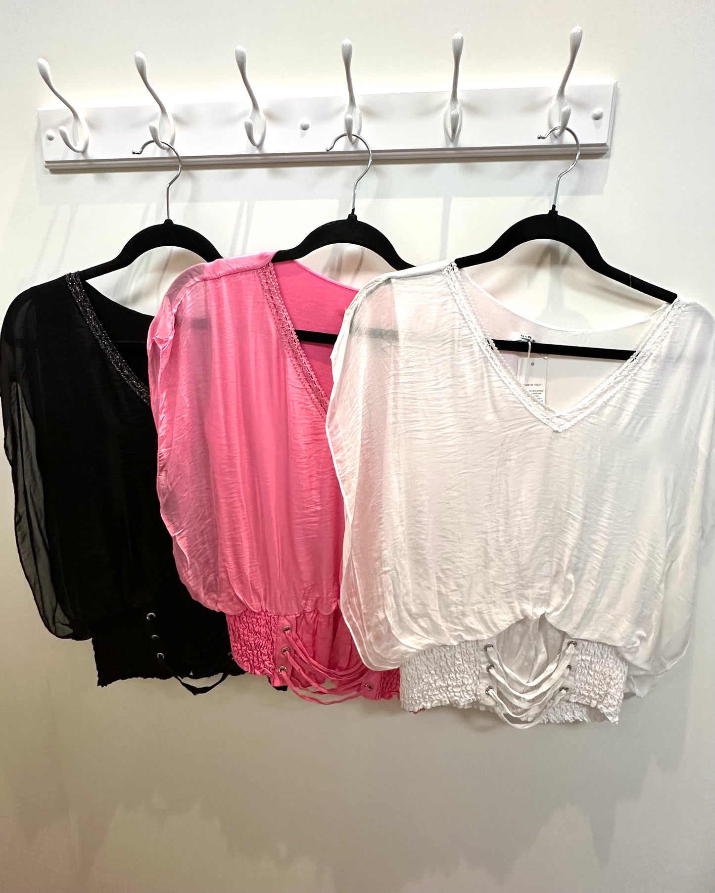 Elastic Waist Line Silk Top