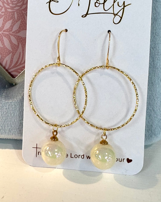 Gold Hoop With AB Pearl